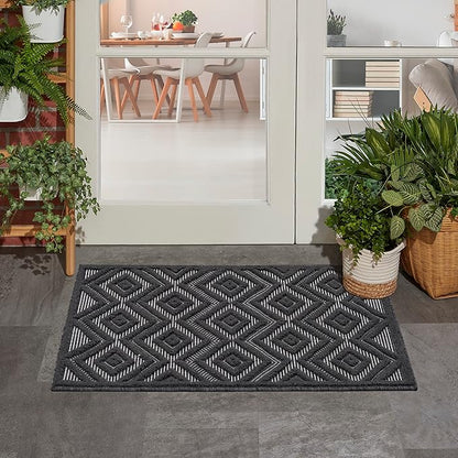 Nourison Home Versatile Charcoal Black 2' x 4' Area Rug - Easy Clean, Non Shedding, Bed Room, Living Room, Dining Room, Kitchen (2' x 4')