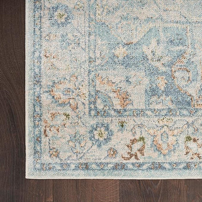 Nourison Home Astra Machine Washable Light Blue 2'2" x 8' Area Rug - Easy Clean, Non Shedding, Bed Room, Living Room, Dining Room, Kitchen (8' Runner)