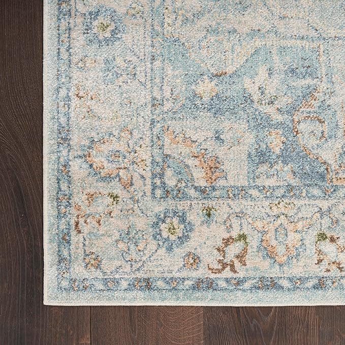 Nourison Home Astra Machine Washable Light Blue 5'3" x 7' Area Rug - Easy Clean, Non Shedding, Bed Room, Living Room, Dining Room, Kitchen (5' x 7')