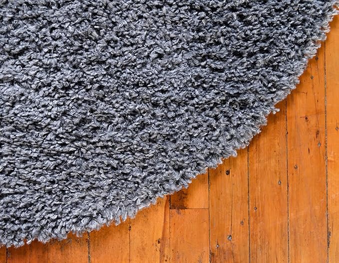 Unique Loom Davos Shag Collection Area Rug - Solid (9' 10" Round, Peppercorn)
