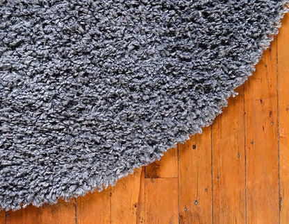 Unique Loom Davos Shag Collection Area Rug - Solid (2' Round, Peppercorn)