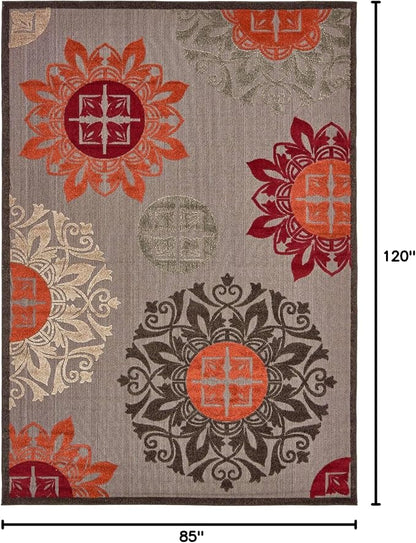 Unique Loom Outdoor Modern Collection Area Rug - Chicago (7' 1" x 10' Rectangle, Brown/ Orange)