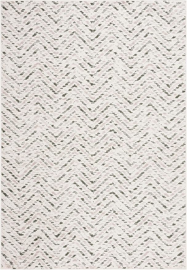 SAFAVIEH Adirondack Collection Area Rug - 6' x 9', Ivory & Dark Green, Chevron Design, Non-Shedding & Easy Care, Ideal for High Traffic Areas in Living Room, Bedroom, Dining (ADR104X-6)