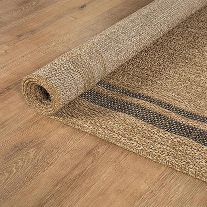 Beverly Rug Easy Jute Bordered Entry Rug 2x3 Washable Durable Indoor Outdoor Area Rugs for Living Dining Room Patio Office Stain Resistant Non Shedding Casual Indoor Outside Carpet 2 x 3 Natural