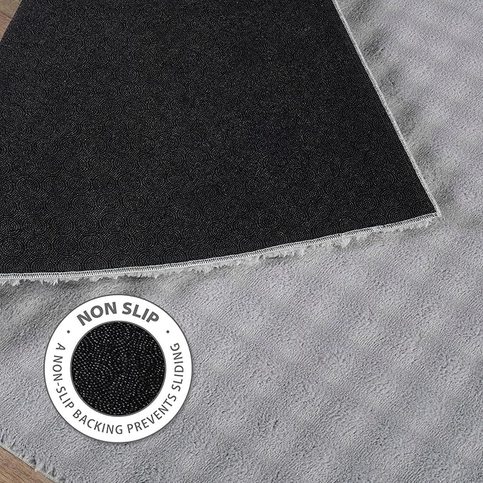 CAMILSON Modern Gray Non Slip Rug 8x10 Ultra Soft High Pile Area Rugs Non Skid Rubber Backing Durable & Easy to Clean Carpet for Living Room Bedroom Kids Room Indoor Use (8 x 10 Gray)