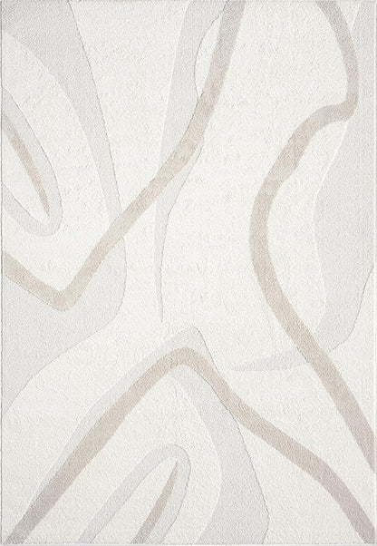 Abani Nomad Cream & Beige Area Rug 9' x 12' for Living Room, Bedroom - Chic Abstract Pattern - Durable & Easy to Clean