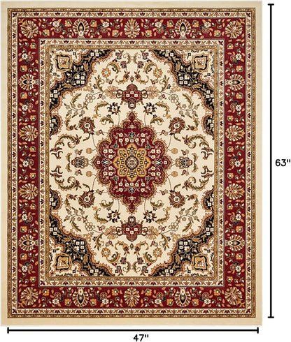 Well Woven Barclay Collection Medallion Kashan Ivory 4x5 Area Rug - for Entryways, Small Bedrooms, Living Rooms