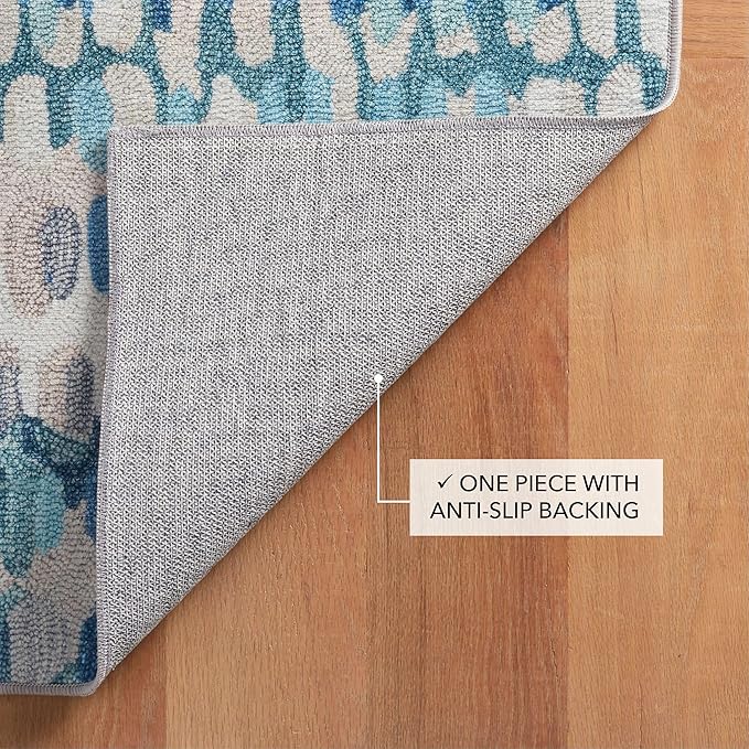 Dash and Albert Paint Chip Machine Washable Area Rug - 2' x 3' Blue - Geometric Accent Rug - Anti-Slip Backing, Lightweight, Machine Washable, High Traffic Areas Kitchen, Mudroom, Laundry Room