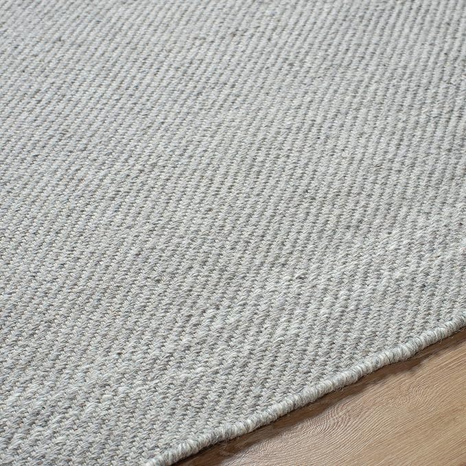 Mark&Day Wool Rugs, 2x8 Janmichael Solid and Border Gray/Black Runner Area Rug, Grey Ivory Black Carpet for Hallway, Kitchen, Bedroom or Living Room (2'6" x 8' Runner)