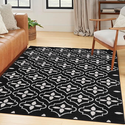 Nourison Home Nourison Essentials Black Ivory 4' x 6' Area Rug - Easy Clean, Non Shedding, Bed Room, Living Room, Dining Room, Kitchen (4' x 6')