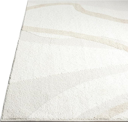 Abani Nomad Cream & Beige Area Rug 9' x 12' for Living Room, Bedroom - Chic Abstract Pattern - Durable & Easy to Clean