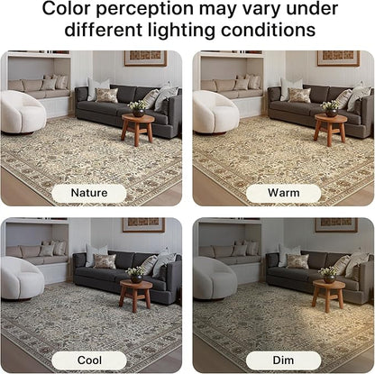 Bavni2'6''x6 Rug Runners for Hallways, Washable Runner Rug Non Slip,Vintage Floral Print Style Rugs for Bedroom-Lightweight Low Pile Carpet for Hallways Bathroom, Dark Espresso