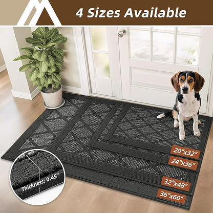 COSY HOMEER Non-Slip Door Mat 36"x60", Entryway Rugs Low Profile Absorbent Dirt Trapper Doormat for Front Entrance, Washable Polypropylene Entry Mat (Dark Grey)