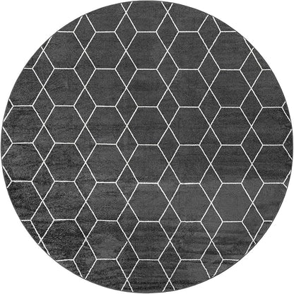 Unique Loom Trellis Frieze Collection Area Rug - Geometric (12' Round Dark Gray/Ivory)