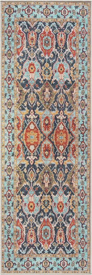 Keen Home Design 2x10 Rug - Machine Washable Runner Rug with Non-Slip Backing, Ideal for Hallway, Entryway, Kitchen, Laundry Room - Vintage, Easy Clean, Durable, Low Pile - (2'6" x 10')