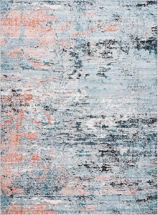 Rugs.com Leipzig Collection Area Rug – 8X11 Multi Low-Pile Rug Perfect for Living Rooms, Large Dining Rooms, Open Floorplans