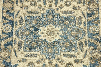 Unique Loom Salzburg Collection Classic Traditional Design Oriental Inspired Border Area Rug (2' 0 x 6' 0 Runner, Beige/Blue)