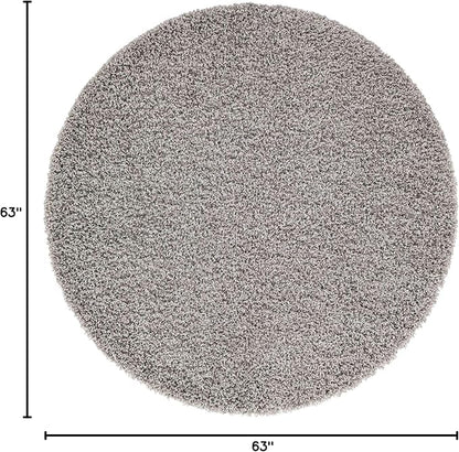 Unique Loom Solid Shag Collection Area Rug (5' 3" Round, Cloud Gray)