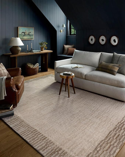 Loloi Chris Loves Julia Calvin Collection CLV-04 Ivory/Pebble 3'-6" x 5'-6" Accent Rug Checkered Neutral Soft Living Room Bedroom Carpet