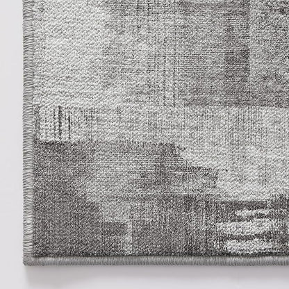 LUMI 4x6 Washable Low-Pile Area Rug for Living Room, Ultra Soft Modern Neutral Grey Rugs Non Slip with Rubber Backing, High Traffic, Stain Resistant Carpets, Ideal for Bedroom, Dining Room