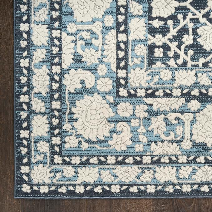 Nourison Home Grace Blue 7'10" x 9'10" Area Rug - Easy Clean, Non Shedding, Bed Room, Living Room, Dining Room, Kitchen (8' x 10')
