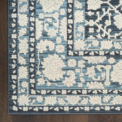 Nourison Home Grace Blue 7'10" x 9'10" Area Rug - Easy Clean, Non Shedding, Bed Room, Living Room, Dining Room, Kitchen (8' x 10')