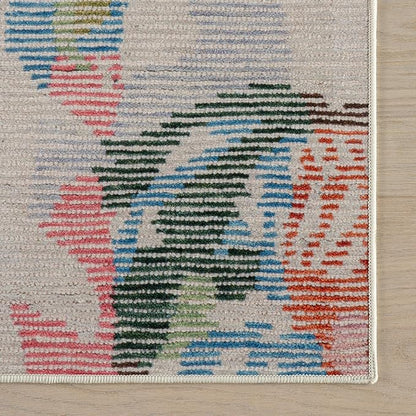 Dash & Albert Bloom Multi Machine Washable Rug, 8.5 X 11.5 Feet, Blue/Ivory Floral Pattern