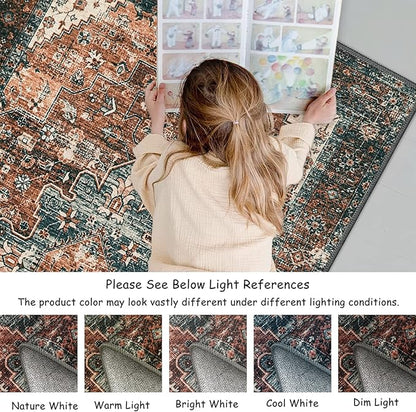 Moynesa Washable Rug Runners for Hallways, Boho 2'6"x8' Runner Rug Non-Slip Ultra-Thin, Long Vintage Oriental Medallion Carpet Runner for Laundry Bedroom Kitchen Bathroom