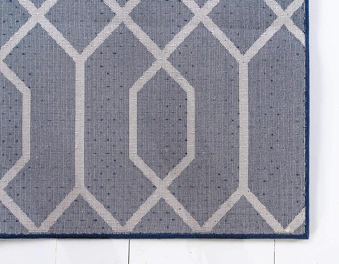 Unique Loom Marilyn Monroe Glam Collection Area Rug - Trellis (5' x 8' Rectangle, Navy Blue Silver/ Silver)
