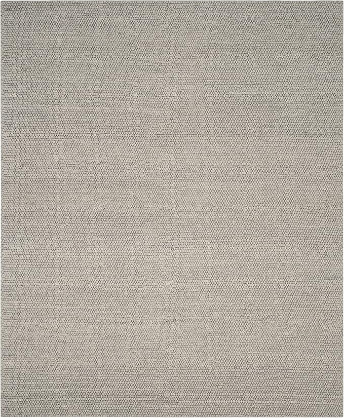 SAFAVIEH Area Rug 11x15 - Natura Collection - Large - Silver, Handmade Wool Blend, Textured Design, Ideal for Living Room, Bedroom, Dining Space (NAT620C)