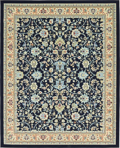 Unique Loom Sialk Hill Collection Area Rug - Washington (7' 10" x 10' Rectangle Navy Blue/Cream)