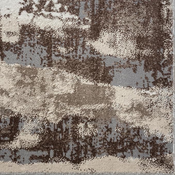 LUXE WEAVERS Euston Collection 7681 Brown 5x7 Modern Abstract Area Rug