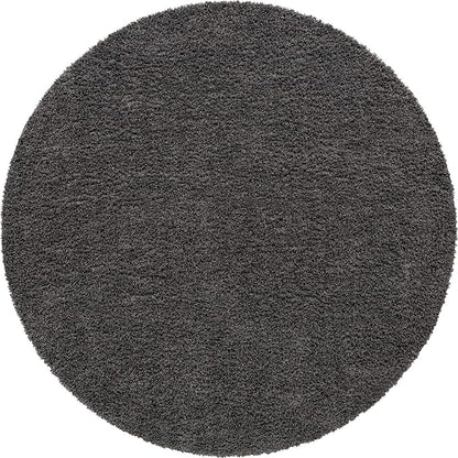 Unique Loom Davos Shag Collection Area Rug - Solid (9' 10" Round, Peppercorn)
