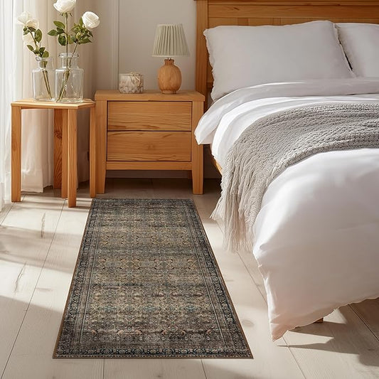 Area Rug Non Slip Machine Washable Ultra Soft Living Room/Bedroom/Kitchen/Outdoor/Classroom Vintage Brown, 2'×6'