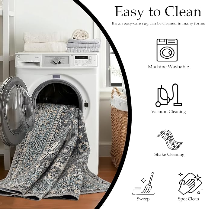 Area Rug Non Slip Machine Washable Ultra Soft Living Room/Bedroom/Kitchen/Outdoor/Classroom Silver, 5'×7'