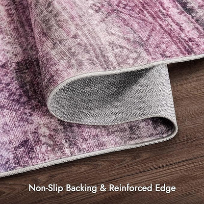 Kokia Abstract Area Rug Living Room 5x7 Colorful Washable Large Rug Bedroom Living Room Under Dining Table Soft Non Slip Stain Resistant Red Carpet Room Decor, Oslo Orchid