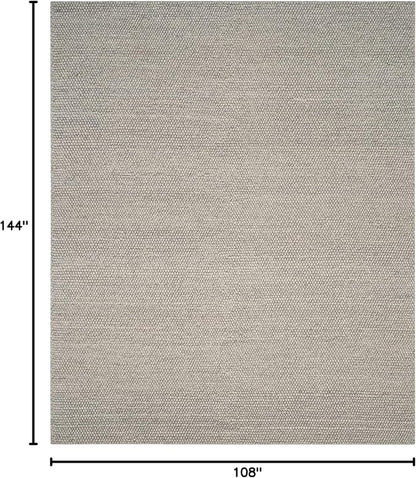SAFAVIEH Natura Collection Area Rug - 9' x 12', Silver, Handmade Wool Blend, Textured Design, Ideal for Living Room, Bedroom, Dining Space (NAT620C)