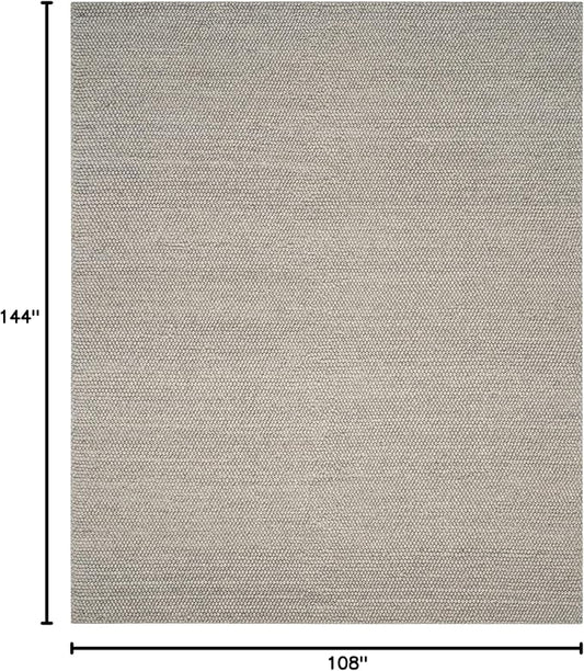 SAFAVIEH Natura Collection Area Rug - 9' x 12', Silver, Handmade Wool Blend, Textured Design, Ideal for Living Room, Bedroom, Dining Space (NAT620C)