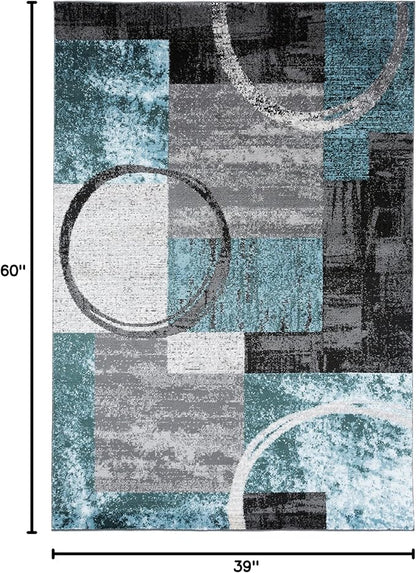 Rugshop Contemporary Abstract Circle Design Soft Area Rug - 3'3" x 5' Gray