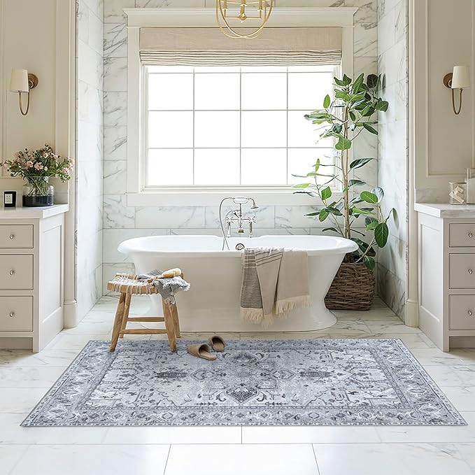 Washable Area Rug, Modern Farmhouse, Vintage, Turkish, Bohemian, Distressed, Oriental, Traditional, Rugs for Living Room, Dining, Bedroom, Office, Entryway, Foyer, (861GG, 2' x 3')