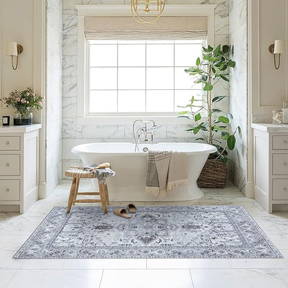 Washable Area Rug, Modern Farmhouse, Vintage, Turkish, Bohemian, Distressed, Oriental, Traditional, Rugs for Living Room, Dining, Bedroom, Office, Entryway, Foyer, (861GG, 2' x 3')