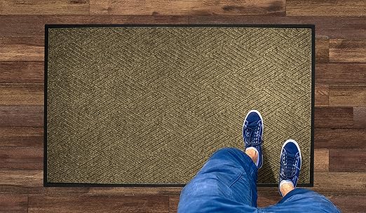 WaterHog Diamond | Commercial-Grade Entrance Mat with Rubber Border – Indoor/Outdoor, Quick Drying, Stain Resistant Door Mat (Camel, 3' x 6')