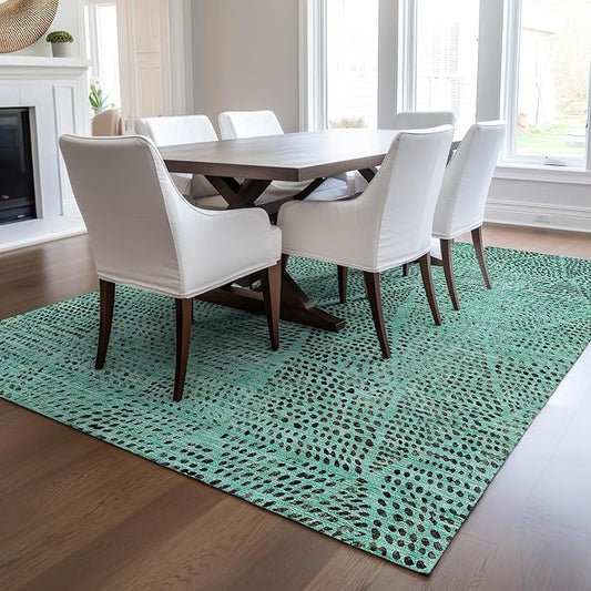 Addison Rugs Chantille ACN591 Teal 8' x 10' Indoor Outdoor Area Rug, Easy Clean, Machine Washable, Non Shedding, Bedroom, Living Room, Dining Room, Kitchen, Patio Rug