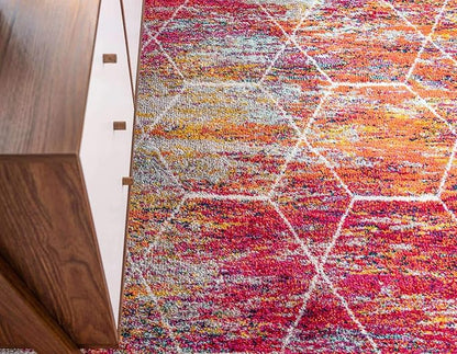 Unique Loom Trellis Frieze Collection Area Rug - Geometric (5' Square, Multi/ Ivory)