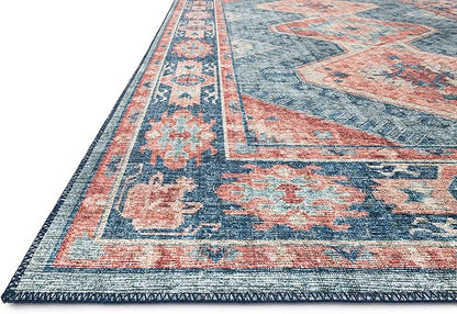 Loloi II Skye Collection SKY-03 Turquoise/Terracotta 6'-0" x 6'-0" Round Area Rug