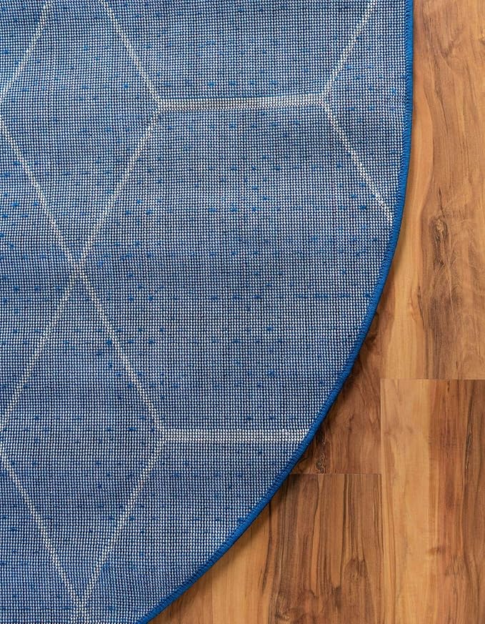 Unique Loom Trellis Frieze Collection Area Rug - Geometric (7' 10" x 10' Oval, Navy Blue/ Ivory)