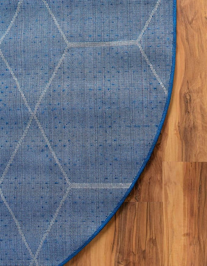 Unique Loom Trellis Frieze Collection Area Rug - Geometric (5' x 8' Oval, Navy Blue/ Ivory)