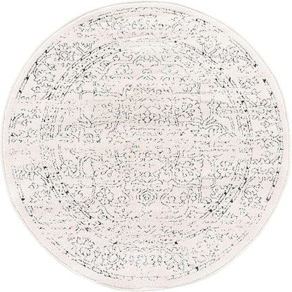 Unique Loom Isabella Collection Area Rug - Adjani (3' 3" Round, White/ Blue)