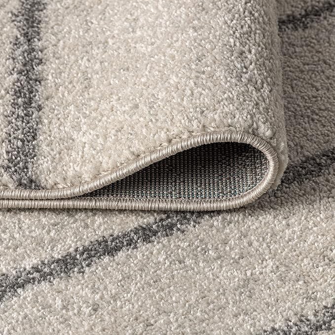 JONATHAN Y Williamsburg Minimalist Stripe Cream/Gray Indoor Area Rug, 4x6, Contemporary, Modern, Easy-Cleaning for Living Room, Bedroom, Kitchen, Pet Friendly, Non-Shedding (MOH201A-4)