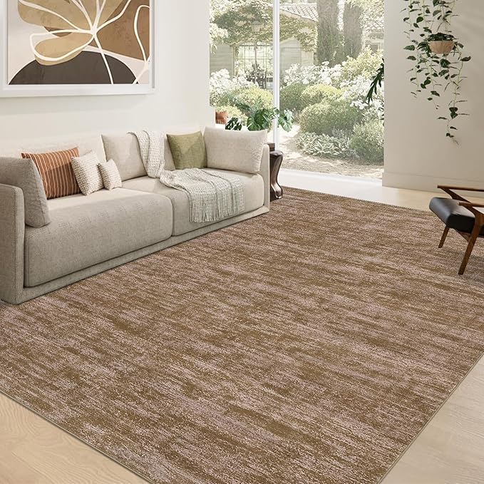 RUGSREAL 3x5 Bedroom Area Rug Solid Color Small Living Room Throw Rug Washable Area Rug Modern Contemporary Rug with Rubber Backing Throw Indoor Carpet for Living Room Bedroom Kids Room, 3' x 5' Taupe